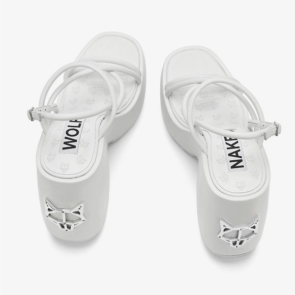 Naked Wolfe Mystery White Platform Wedges NEVER WORN - Picture 6 of 6